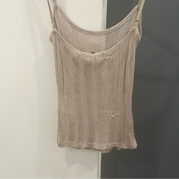 2 pc SET- NWT Danielle Guizio Slinky Rib Knit Tank Top and Skirt Beige Sheer S - Picture 5 of 12